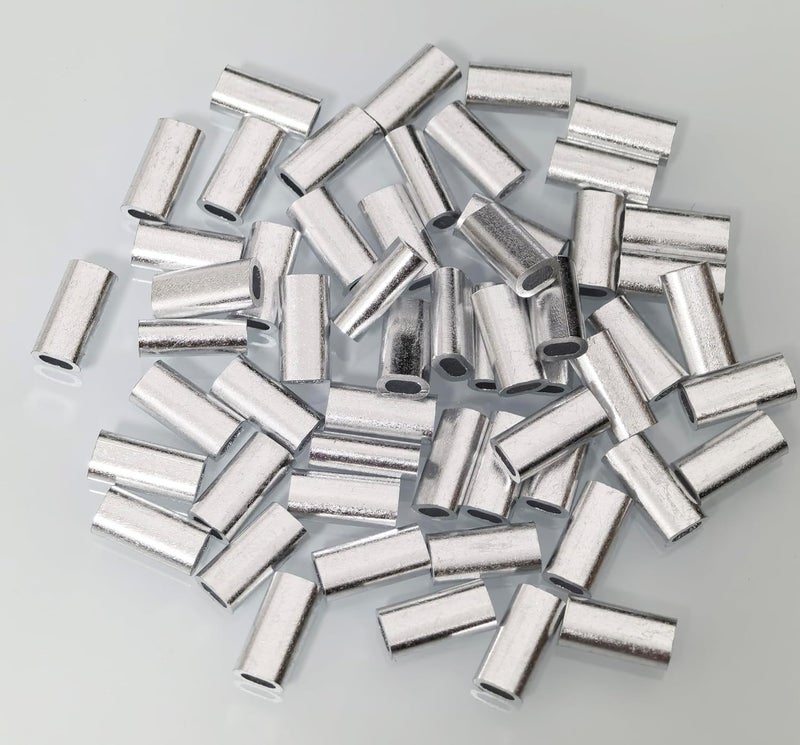 Laxygo 50-100pcs Oval Single Aluminum Crimp Sleeves Fishing Line Connectors Single Barrel Crimp Sleeve Kit - Image 1